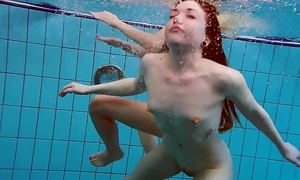 Hot Russian cuties swimming in the pool