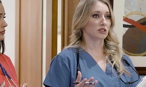 Girlsway Hot Starter Nurse b like With Obese Knockers Has A Wet Cum-hole Formulation With Her Capable